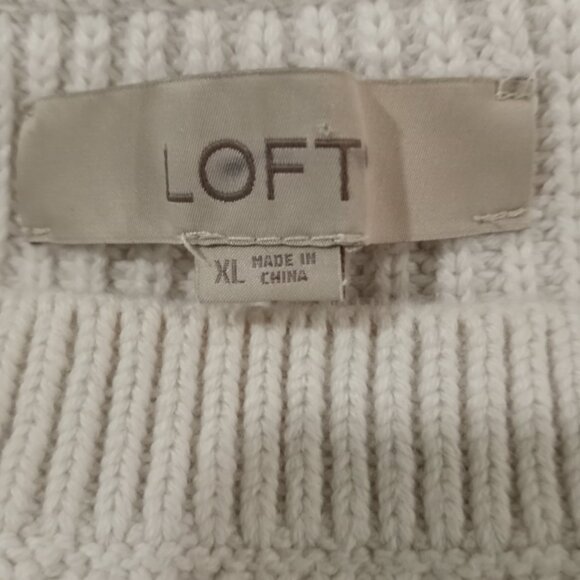 LOFT CREAM KNIT WITH FLARED SHORT SLEEVE SWEATER WOMEN SIZE XL - Picture 4 of 10